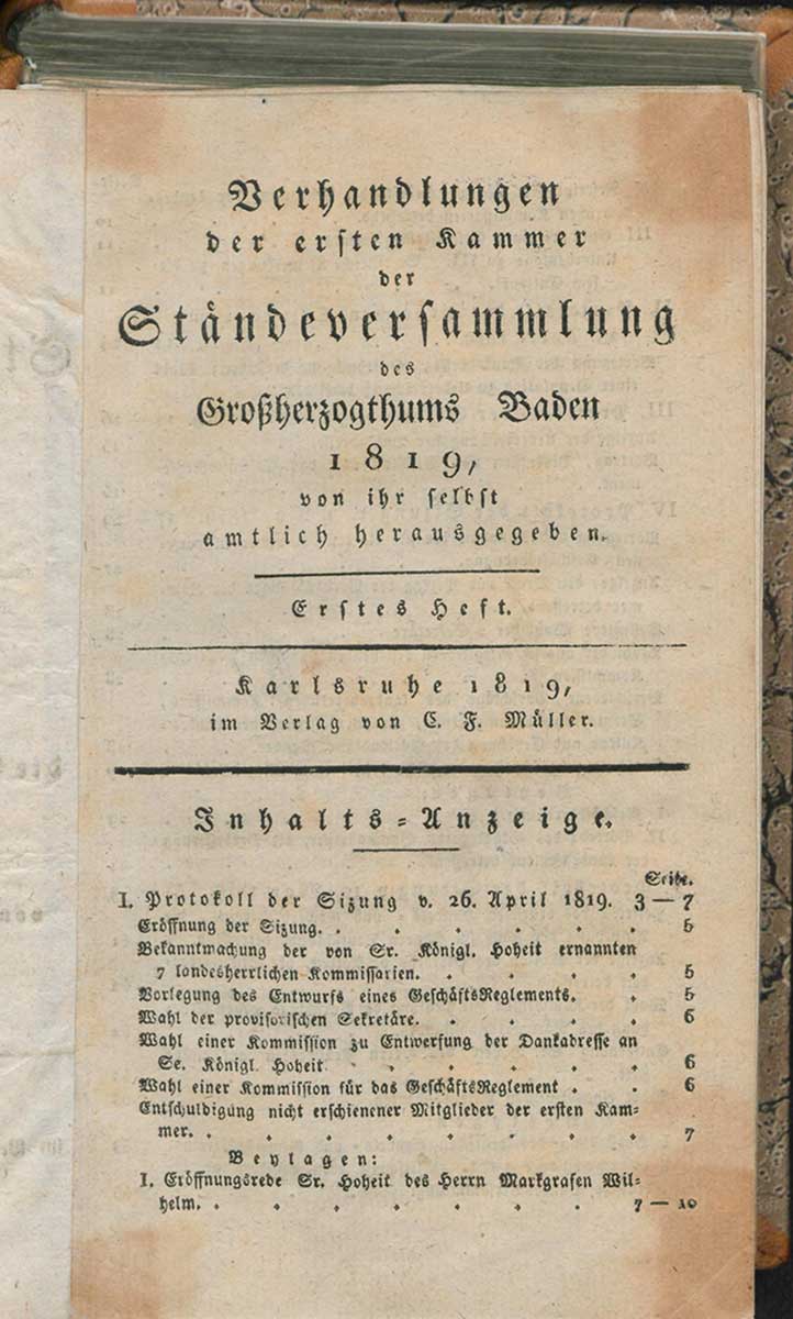 Abbildung von historischen Protokollen aus dem Jahr 1819