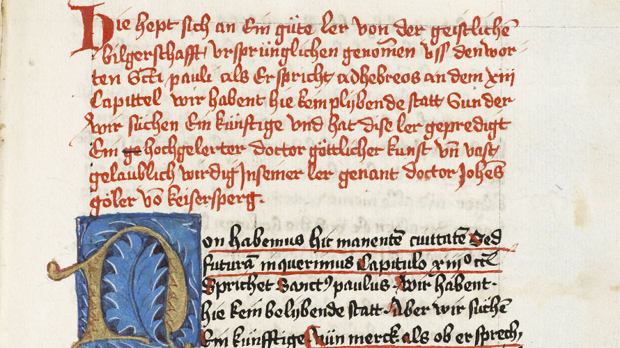 Aufnahme einer Einzelseite: Blatt 1r aus der Handschrift Cod. Donaueschingen 294.