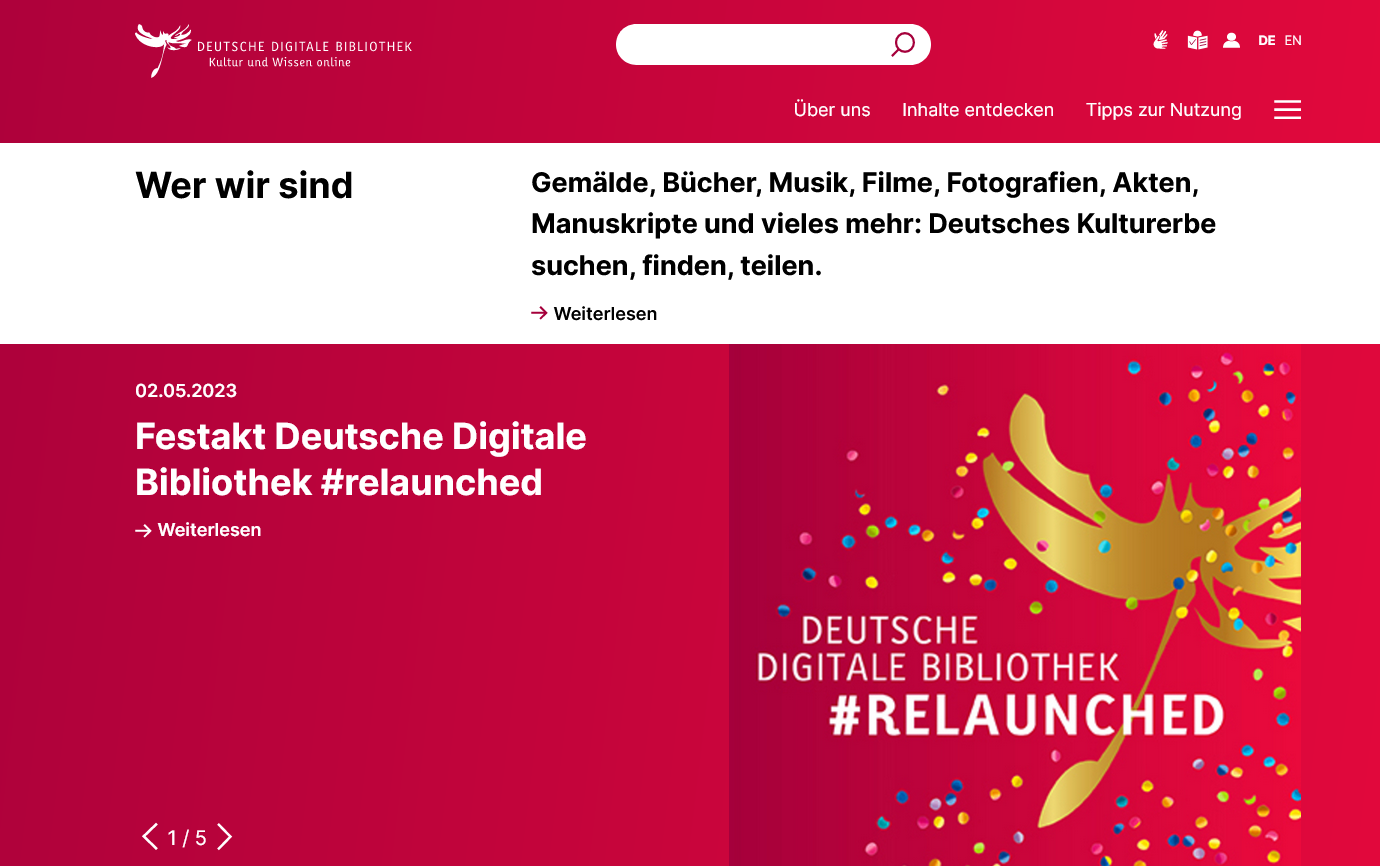 Das Bild zeigt einen Screenshot der Deutschen Digitalen Bibliothek.