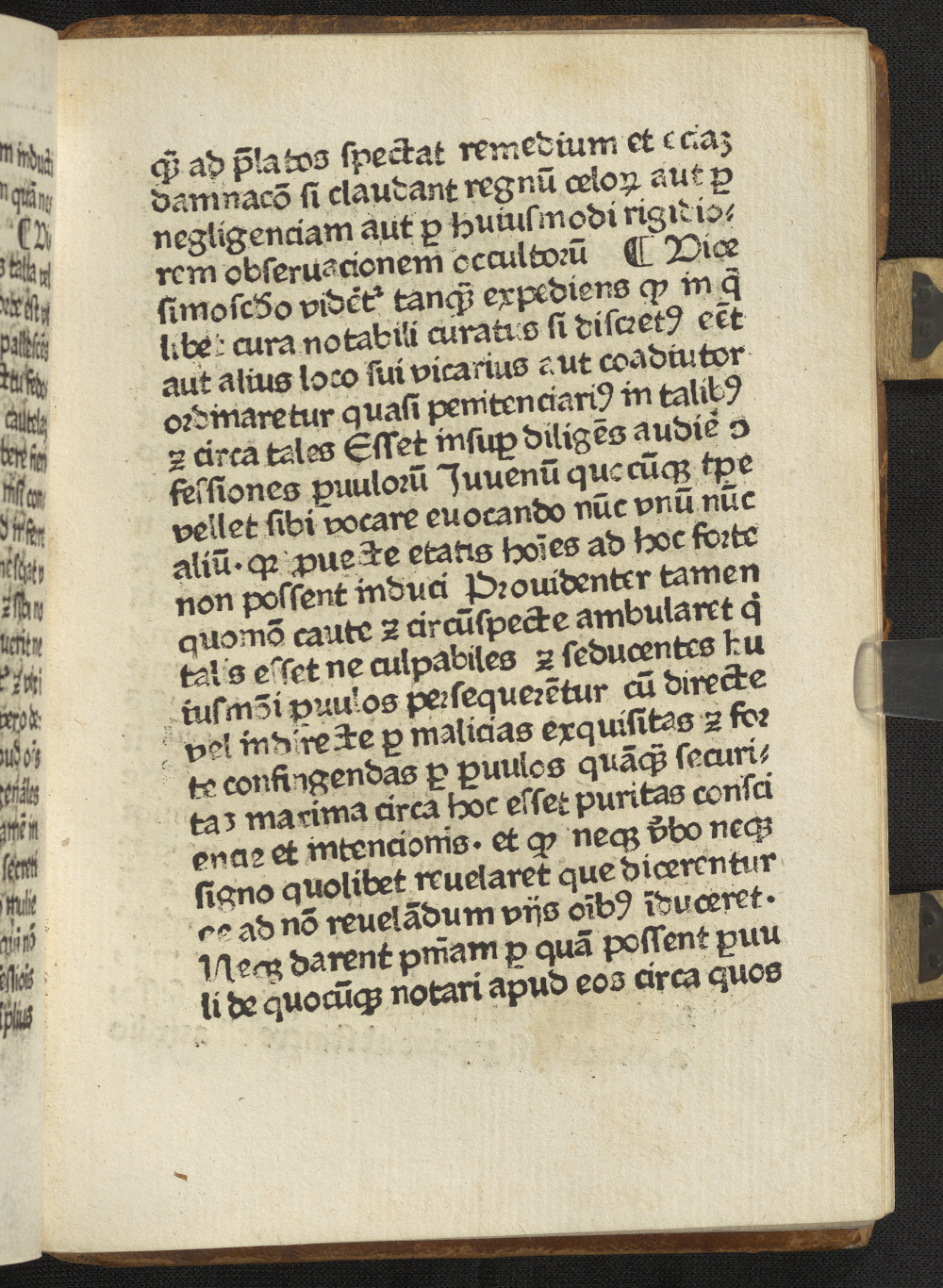 Das Bild zeigt einen schiefen Textblock eines lateinischen Drucks von um 1478.
