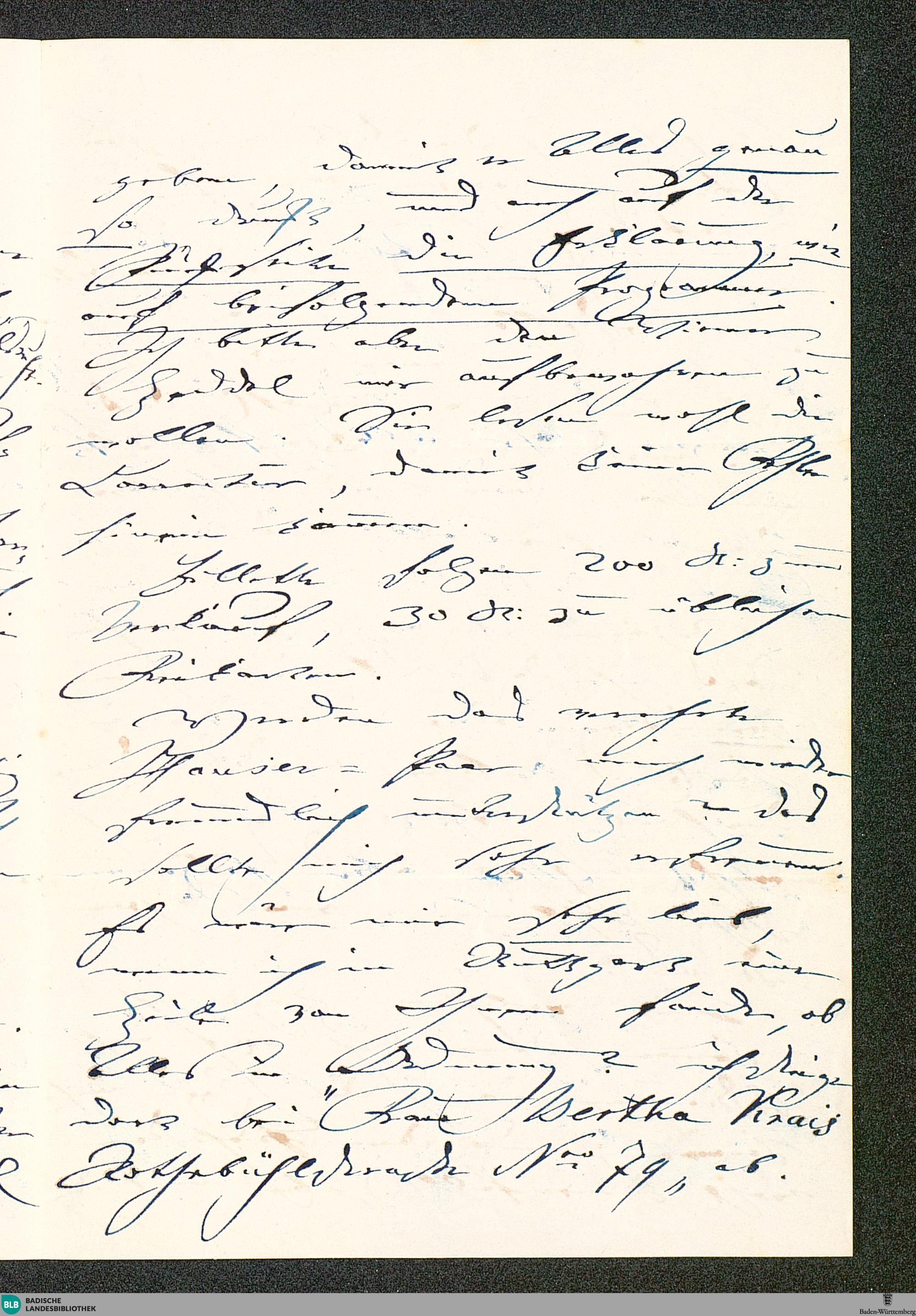 Der Screenshot zeigt die dritte Seite des Briefs von Clara Schumann an Wilhelm Kalliwoda vom 11. Januar 1858.