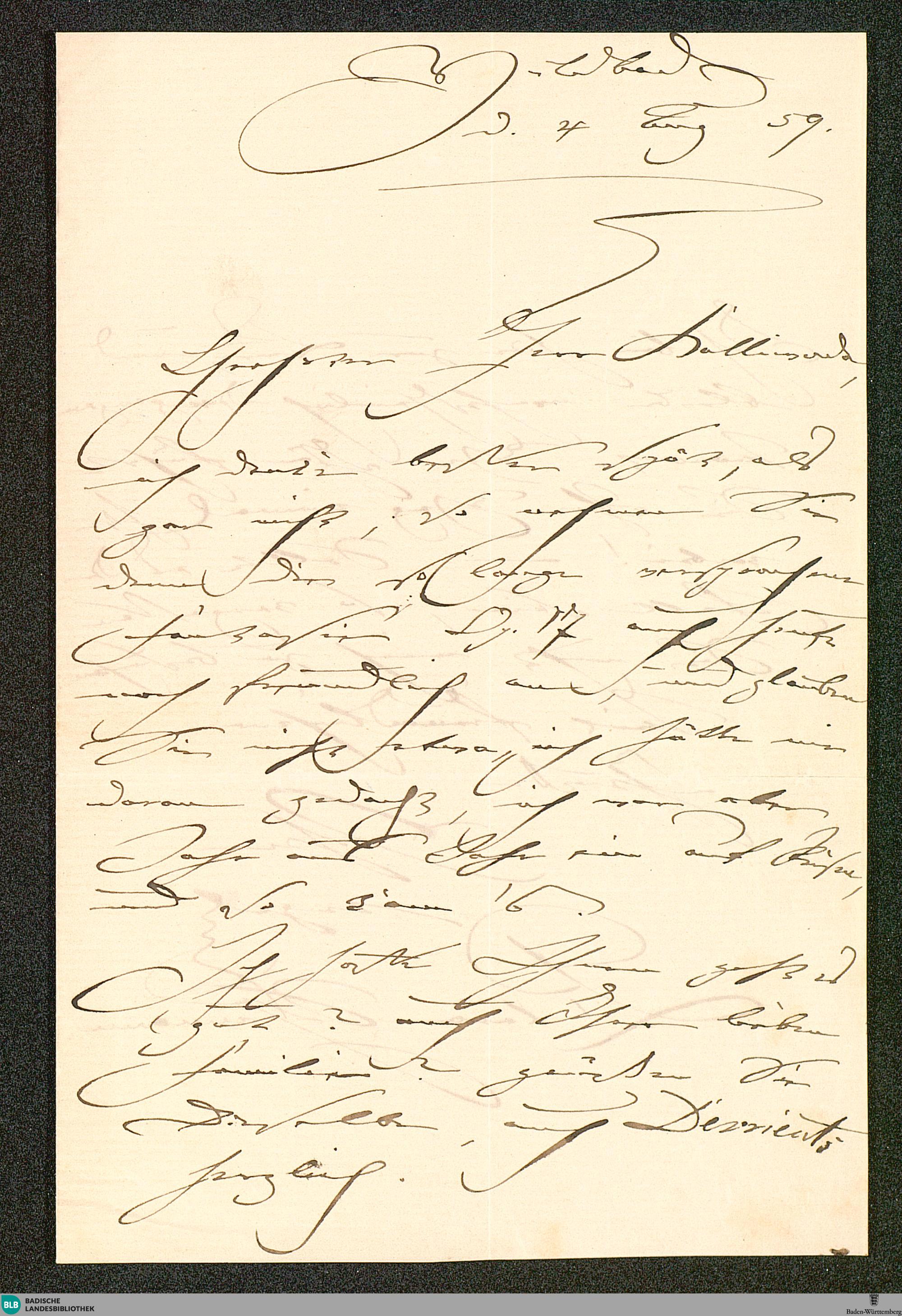 Der Screenshot zeigt den Brief von Clara Schumann an Wilhelm Kalliwoda vom 4. August 1859.