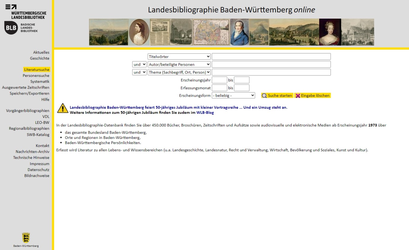 Die Abbildung zeigt einen Screenshot der Landesbibliographie beim Statistischen Landesamt vom 20.11.2023.