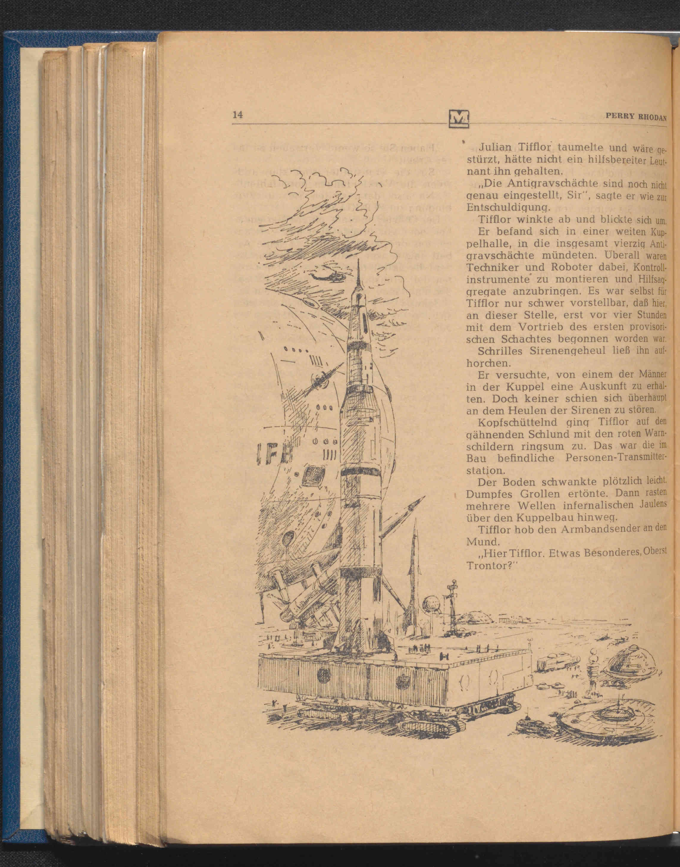 Die Abbildung zeigt eine Illustration in einem der älteren PERRY RHODAN-Hefte.