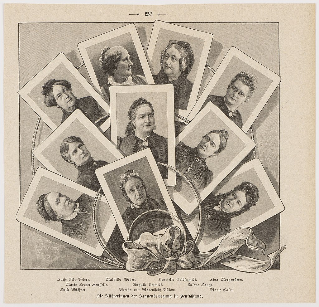 Zu sehen ist eine Bildcollage, welche die Führerinnen der Frauenbewegung in Deutschland zeigt.