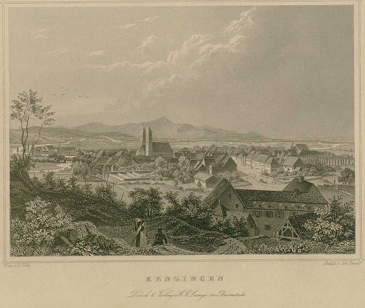 Malerische Abbildung der Stadt Kenzingen.