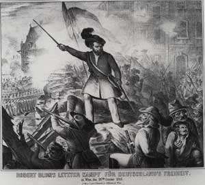 Robert Blum in Wien mit erhobenem Schwert