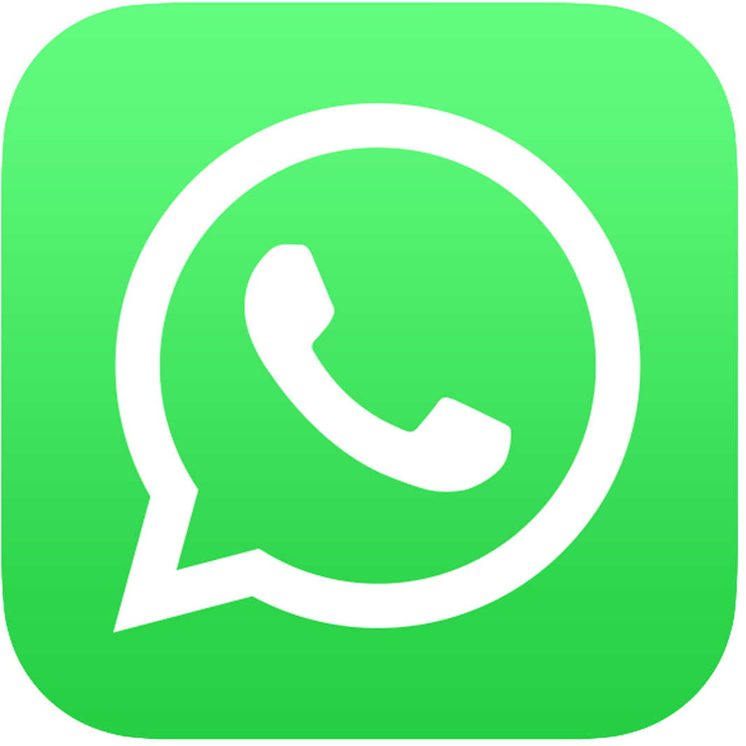 WhatsApp-Logo. Zu sehen ist ein weißer Telefonhörer in einer weiß umrandeten Sprechblase vor grünem Hintergrund.