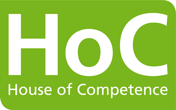 Zu sehen ist das Logo des House of Competence am Karlsruher Institut für Technik (KIT)