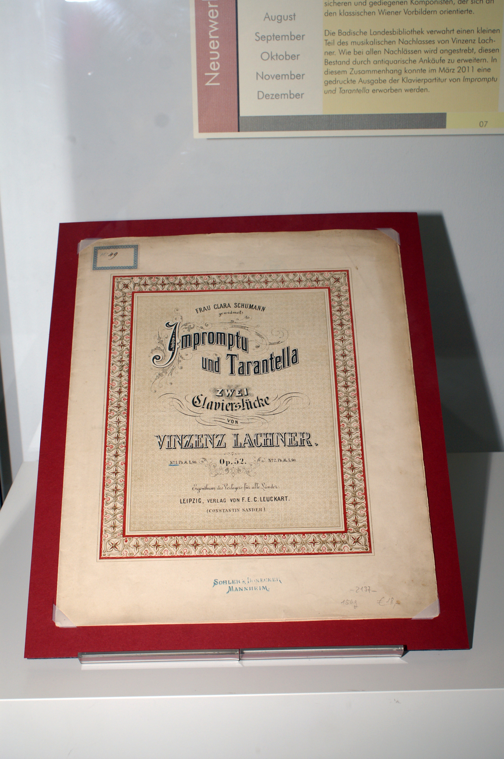 Vinzenz Lachner's Impromptu und Tarantella.
