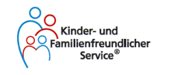 Zu sehen ist das Logo des Kinder- und Familienfreundlichen Service. 