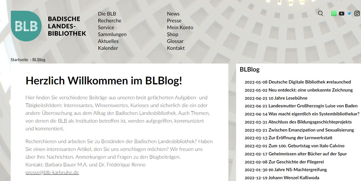 Screenshot der Webseite BLBlog